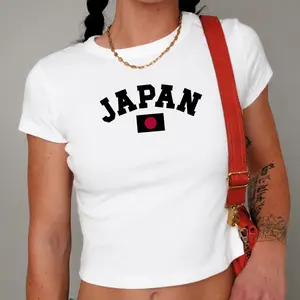 Japan Baby Tee Crop, Japan Flag Graphic Shirt, Japanese Heritage T-Shirt, Vintage Y2K Fitted Top, Japan Gift For Women