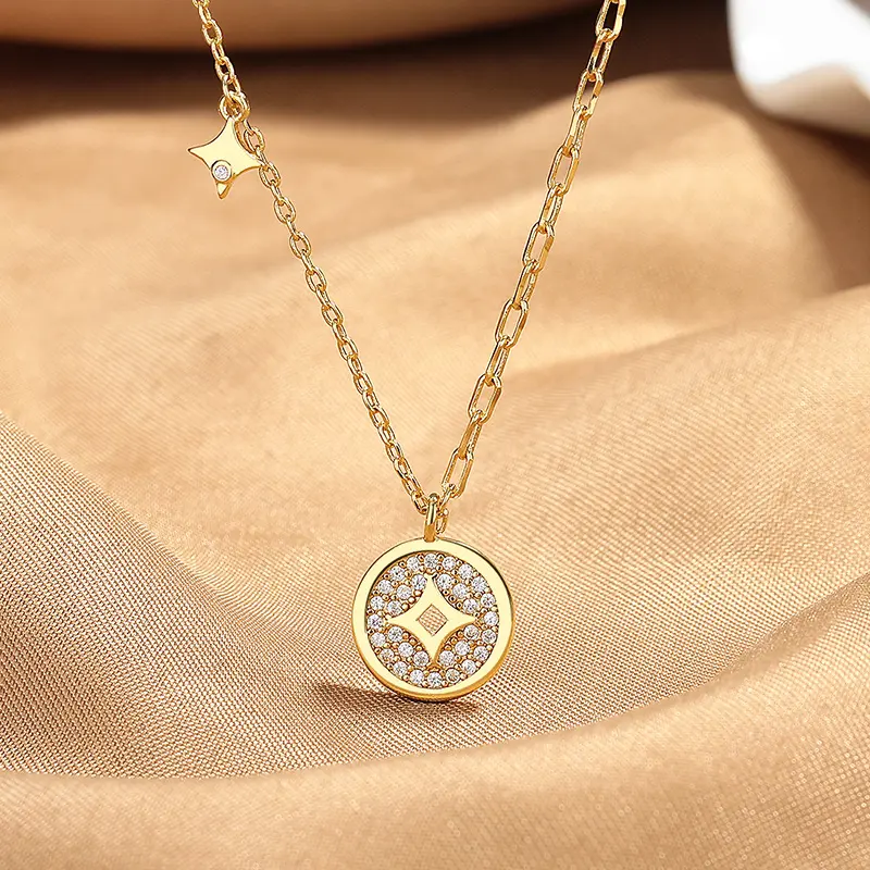 Cultural Fusion Coin Necklace- Antique Motif Princess Chain, Dark Academia Glimmer Pendant, Heritage Inspired Jewelry, Timeless Stackable Charm