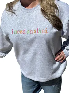 I NEED AN Alani Embroidery Sweatshirt Caffeine Shirt Crewneck Custom Dainty design Comfy Soft Fun drink shirt