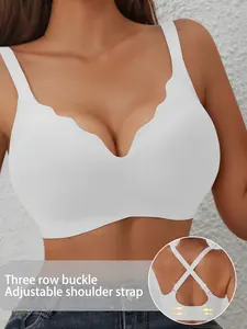 Women's Sexy Underwear Wave Edge Seamless No Steel Cup Naked Feel Bra, Soft Support Daily Home Comfort Breathable Bra