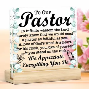 Pastor Appreciation Gift Acrylic Decorative Plaque Desk Sign, Inspirational Thank You Gift for Church Leader or Minister, Perfect for Office Decor & Retirement