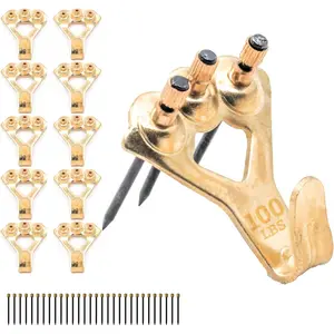 100 lb Picture Hanging Hooks – Heavy Duty Picture Hangers, 10 Pack Frame Hangers with Nails, Mirror Hanging Kit, Heavy Mirror Mounting Hardware for Drywall and Plaster