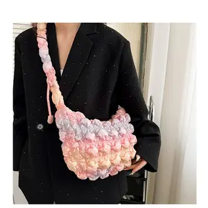 AS656 Women's Filled Cotton Pleated Portable Crossbody Dumpling Bag 2025 New Shoulder Underarm Cloud Bag