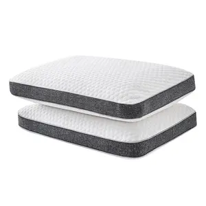 New Modern White Memory Foam 2 Pack Bed Pillow Orthopedic Neck Support Washable Cover Sleep Hypoallergenic Pain Relief 20" L x 11.8" W x 3.9" H Set