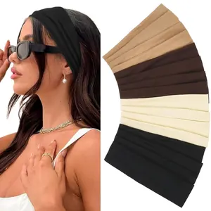Headbands for Women 16 Pack Elastic Hair Bands for Women' Hair Non Slip Soft Cloth Fabric Sweat Headbands Yoga Running Sport Hair Accessories, Black Brown Beige Women Thick Headbands headbands sporty  hair