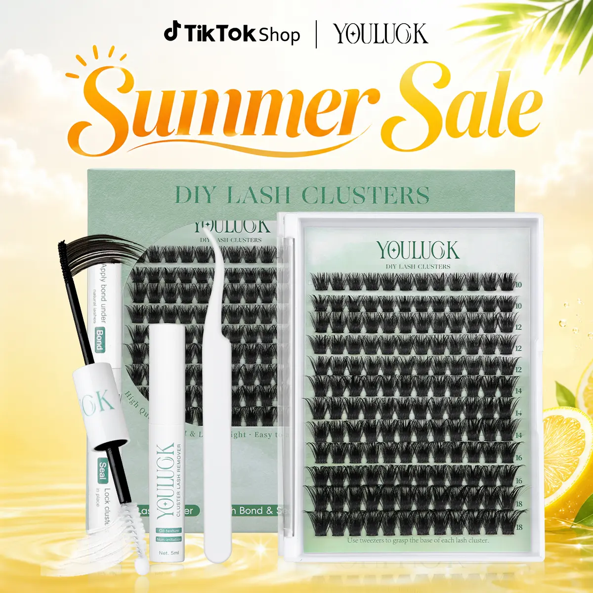 YOULUCK DIY Enchantress Lashes Soft Fluffy Long-Lasting Lashes with Glue Remover & Tweezer for Beginners Easy At-Home Application - Eyelash Set