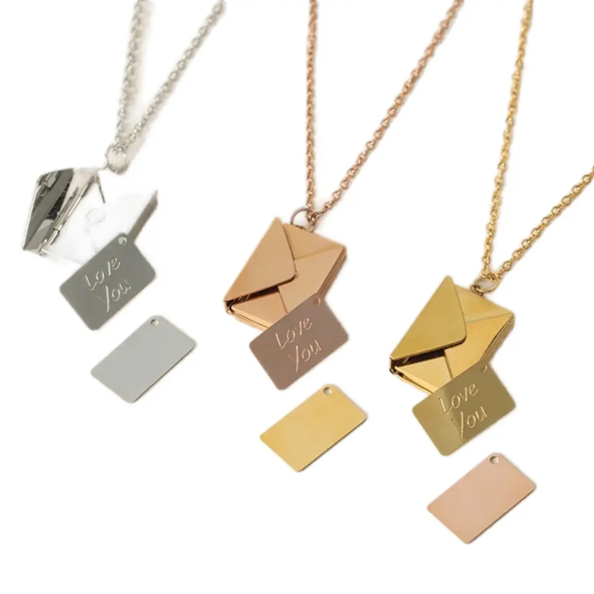 Fashion Envelope Stainless Steel Titanium Steel Plating Pendant Necklace for Men and Women