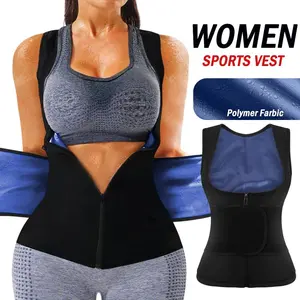 Upgraded Polymer Sauna Vest , Zip-Up Sweat Shirt with Adjustable Double Velcro Waist Trainer Faja, Tummy Control Body Shaper & Lumbar Support Corset, Breathable Gym Workout Sports Tops
