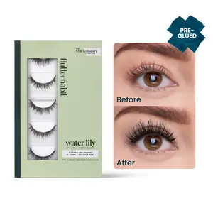 FlutterHabit Water Lily Pre-Glued Press On Eyelash Extensions STICKtionary Edition Classic C Curl 8-14MM for Multi-Day Wear - Cosmetic