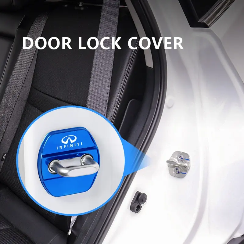 4Pcs Titanium Alloy Car Door Lock Protective Cover Metal Cap Automotive Vehicle Accessory For Infiniti QX55 QX50 QX60 Q50 Q70L QX30 QX80 Q60 Q70 QX70 Q30 Q60S ESQ JX EX FX QX G M