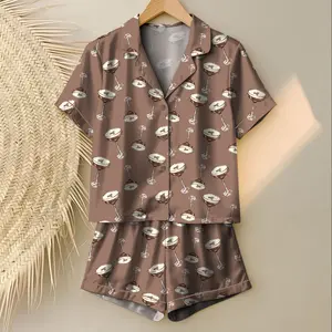 Espresso Martini Wedding Drink Coffee Pajama Set, Satin Printed Pajama Set, Silky Unisex Sleepwear with Fun Prints, Short & Long Option