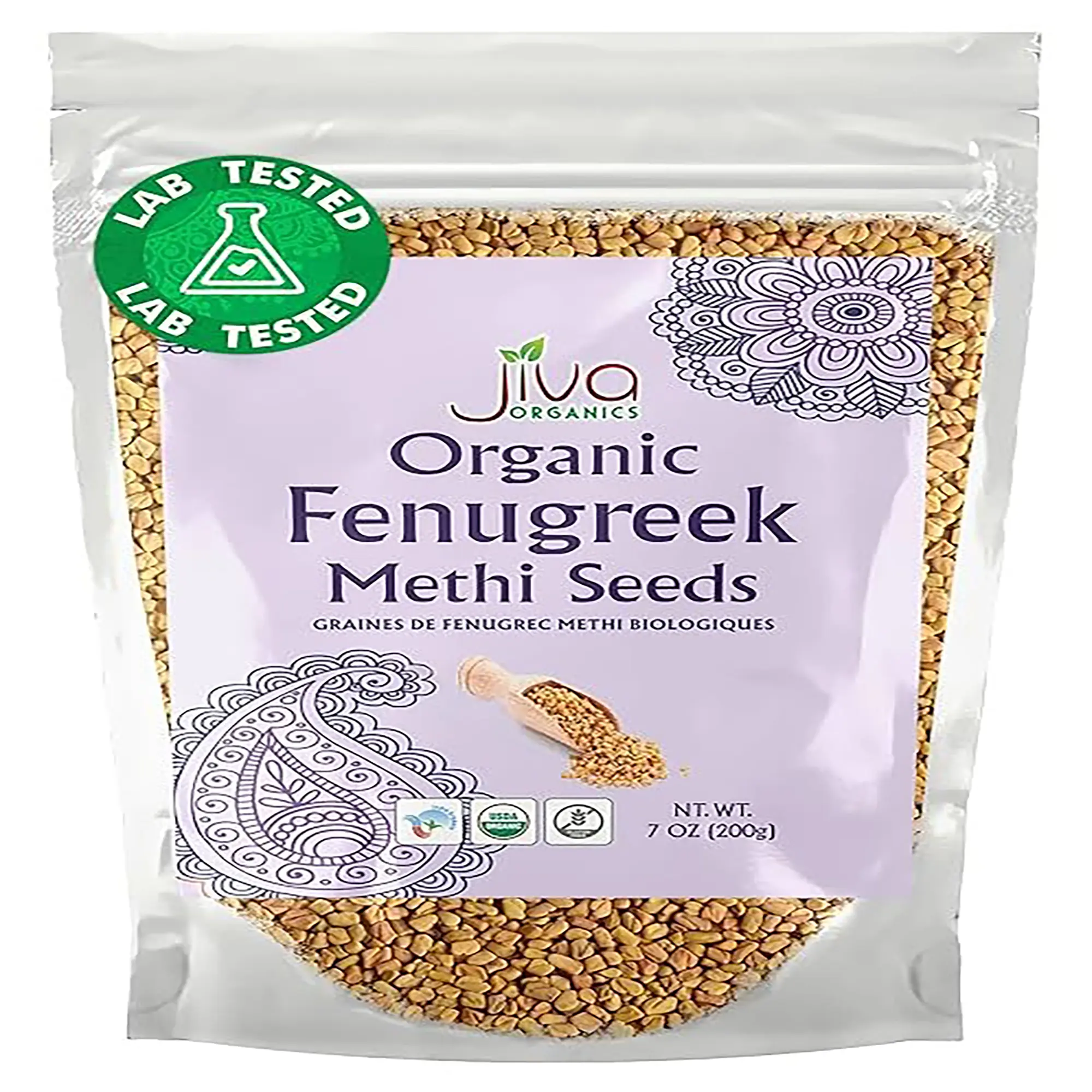 Organic Fenugreek Seeds 7 Oz - Non-GMO Raw Methi Seeds for Hair Growth, Cooking, and Sprouting - All-Natural Indian Methi Dana Water Spice Pack