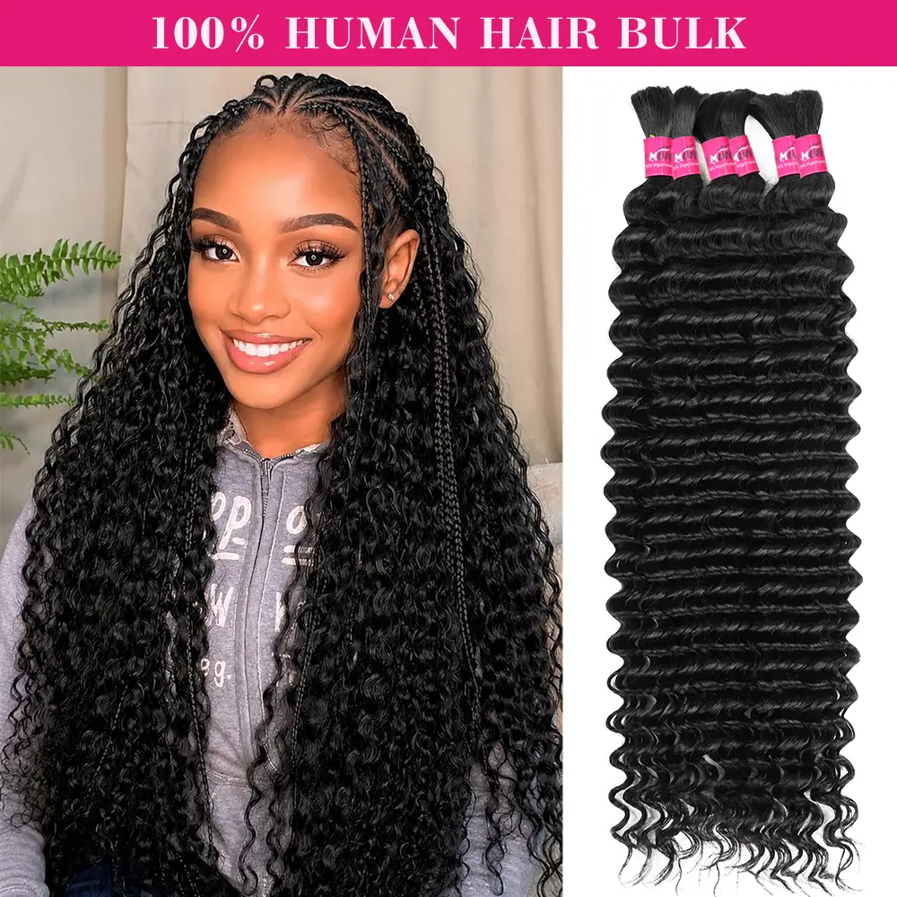 [Hot]Deep Wave Bulk Human Hair for BOHO Braids P4 27 Highlight Ombre Bulk Human Hair Extensions No Weft 100g/PC