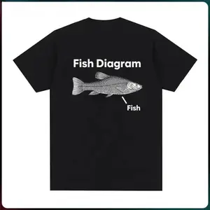 Funny Fish Diagram Meme Graphic Clothing Tee Shirt New in Top short sleeve Round Neck Printing Pullover T-Shirt Streetwear graphic tees gifts graphic tees