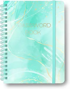 Password Book with Alphabetical Tabs - Spiral Password Notebook for Internet & Computer Login, Recording Website, Usernames, Passwords. Password Keeper for Home or Office, 5.1 x 6.9 in-Blue