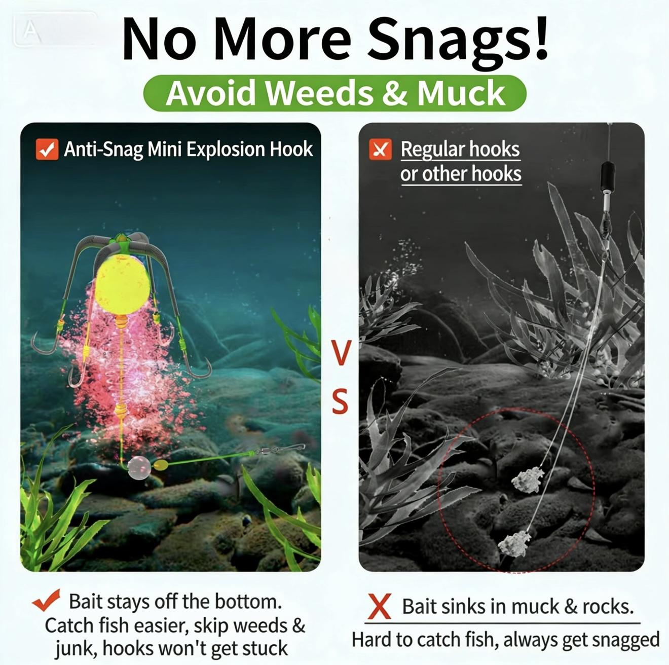 Pre-Tied Off-Bottom Mini Explosion Rig | ISEAMA & Chinu Hooks | Snag-Resistant for Carp Slip Float Surf Fishing