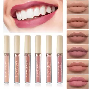 6 piece matte liquid lipstick set, nude Matte Liquid Lip Stain set, nude lipstick matte ladies long lasting waterproof non-stick cups, non-fade nude lipstick Lip Gloss Set (set B) Makeup Cosmetic
