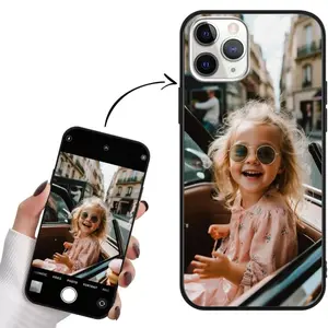 Custom Pictures Phone Case only for iPhone 17, 16/15/11/12/13/14 Pro Max Mini, Personalized Phone Cases, Customized Photo Black  Rubber Cover for Birthday Xmas Friends Family Valentine Protective Cellphone Casing