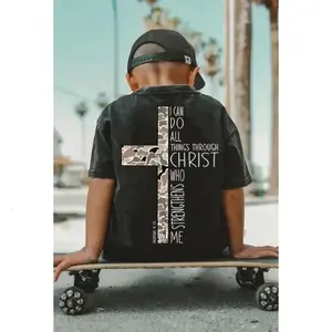 Youth & Adult Christ Strengthens Me Jesus Trending Tee, Summer Vacation Family Shirt for Boys and Girls, Casual Short Sleeve Top, Apparel Made In The USA	