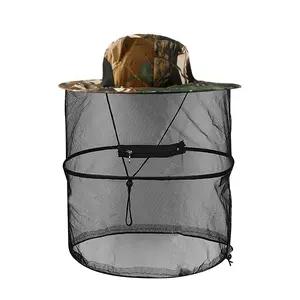 Mosquito Head Net Hat, Sun Hat Garden Bug Hat with Hidden Net Mesh for Outdoor Gardening Beekeeping, Fishing, Climbing