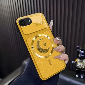 Suitable for [iPhone 16e] high-end MagSafe phone case，Luxury Lace Moon Star MagSafe Case Aesthetic Sparkly Shockproof Cover 952