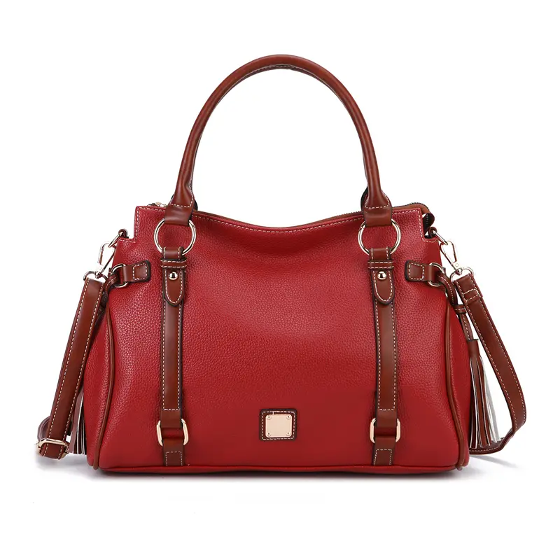 Women's Retro Hobo Handbag, High-Capacity 2-Tone Pebbled Leather Satchel, Multi-function Top Handle Crossbody Bag for Business & Office Use, Daily Shopping, Plain, Tassel, Purses, Tassels, Pu Leather, Two-Tone