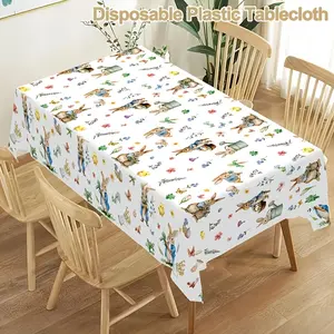 1pc Easter Tablecovers, 18inch Cute Blue Easter Bunny Eggs Plastic Disposable Table Cover, Spring Flowers Design Rectangle Tablecloth for Easter Home Kitchen Dining Table Decoration, Spring Easter Party Supplies