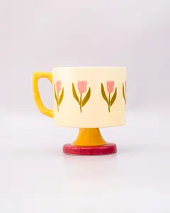 Short Ceramic Mug - Tulips