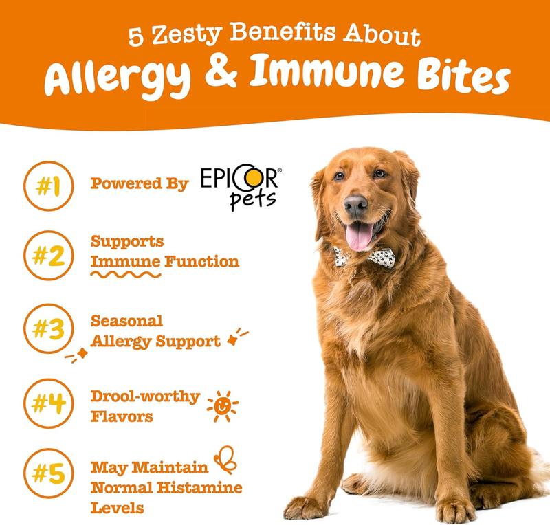 Zesty Paws Allergy & Immune Bites, Soft Chews Treats for Dogs’ Gut & Immune Health