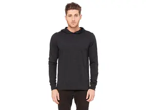 Bella 3512 Unisex Cotton Long Sleeves Pullover Hoodie - Charcoal-Black Triblend, Extra Large, Casual Ring-Accent Classic Women's Top