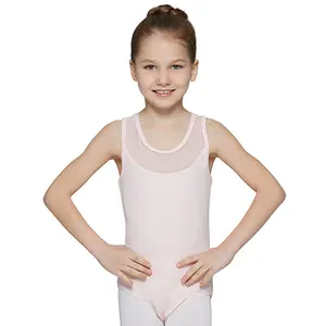 MdnMd Girls Ballet Dance Training Leotards with Cross Back and Chiffon Collarband