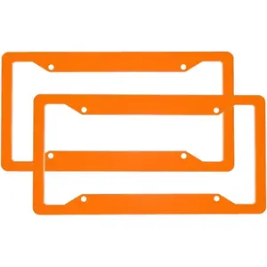 2 Pcs Car License Plate Frames for Women Men - Aluminum Solid Orange Color Print License Plate Cover for Car Vehicle Accessories for Women Men with Fasteners and Screws