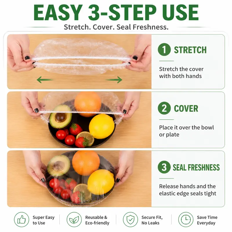 100PCS Disposable Stretch Food Covers for Bowls & Plates, Elastic Bowl Covers, Plastic Wrap Alternative for Leftovers, Fruits, Vegetables & Kitchen Food Storage 100PCS Disposable Stretch Food Covers for Bowls & Plates, Elastic Bowl Covers, Plastic Wrap Alternative for Leftovers, Fruits, Vegetables & Kitchen Food Storage