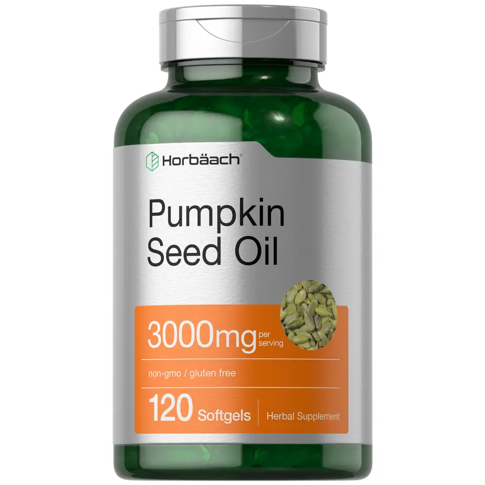 Horbäach Pumpkin Seed Oil | 3000mg | 120 Softgel Capsules | Cold Pressed Dietary Supplement | Non-GMO and Gluten Free Formula