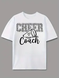 Cheer Coach Design Men's T-Shirt with Cheerleading Megaphone And Heart Pattern for Spring And Fall Events Perfect Gift for Cheer Coaching Enthusiasts
