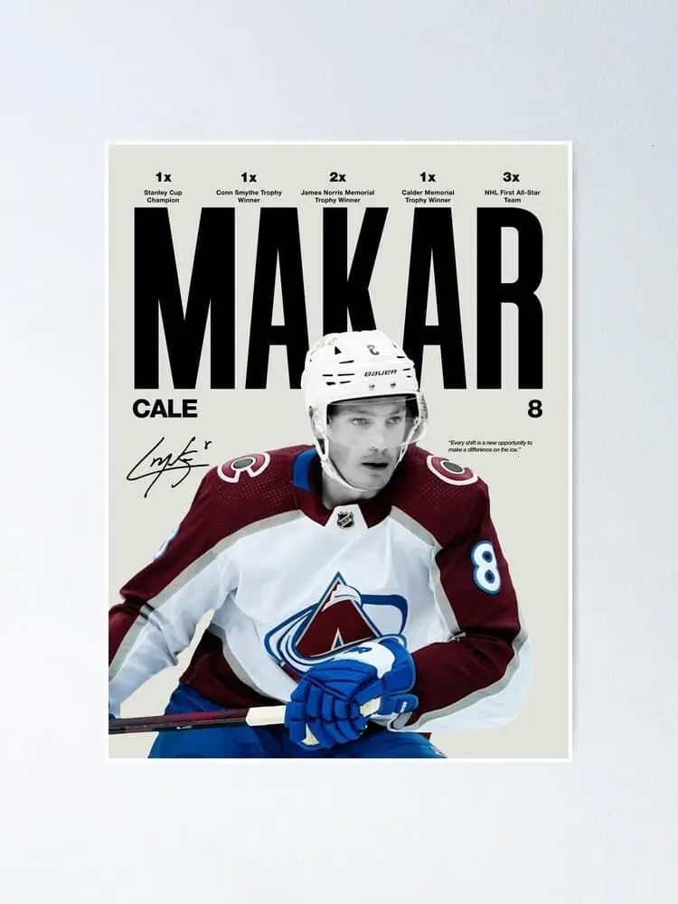 Cale Makar Poster, NHL Hockey Wall Art, Colorado Avalanche, Sports Art Print Poster( Unframed - Print Only )