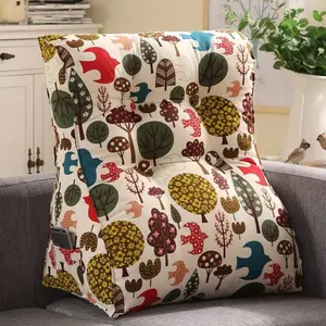 Forest Print Back Support Pillow, Versatile Multi-Position Wedge Cushion, Cozy Reading Pillow with Phone Pocket for Bedroom & Living Room