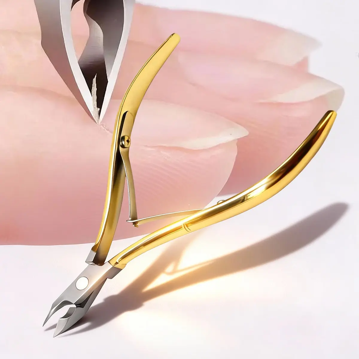Professional Hard Steel Cuticle Nipper,Precision Nail Tech Nipper with Gold Plated Double Spring Jaws - Lap Joint Construction for Superior Performance, Manicure, Nail Care, Nail Care Tool, Cuticle Tools