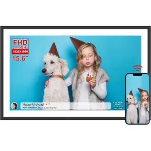 15.6 Inch WiFi Digital Picture Frame with 1920x1080 FHD IPS Touch Screen, Send Photo or Videos via App or Email, 32GB Storage, Support USB Drive/SD Card Extend Storage, Auto-Rotate, Wall Mountable