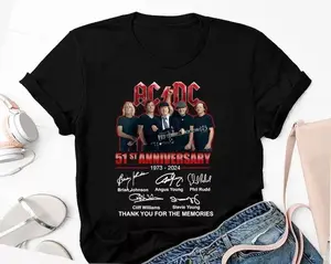 51 Years Acdc 1973-2024 Signature T-Shirt, Acdc Band Tour T-Shirt | Crewneck Sweatshirt | Hoodie