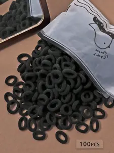 100pcs Multicolor Polyester Mini Hair Ties and Headbands, Ponytail, High Elasticity Random Hair Accessories, Fashion Simple Design, Unisex, Perfect for Holidays