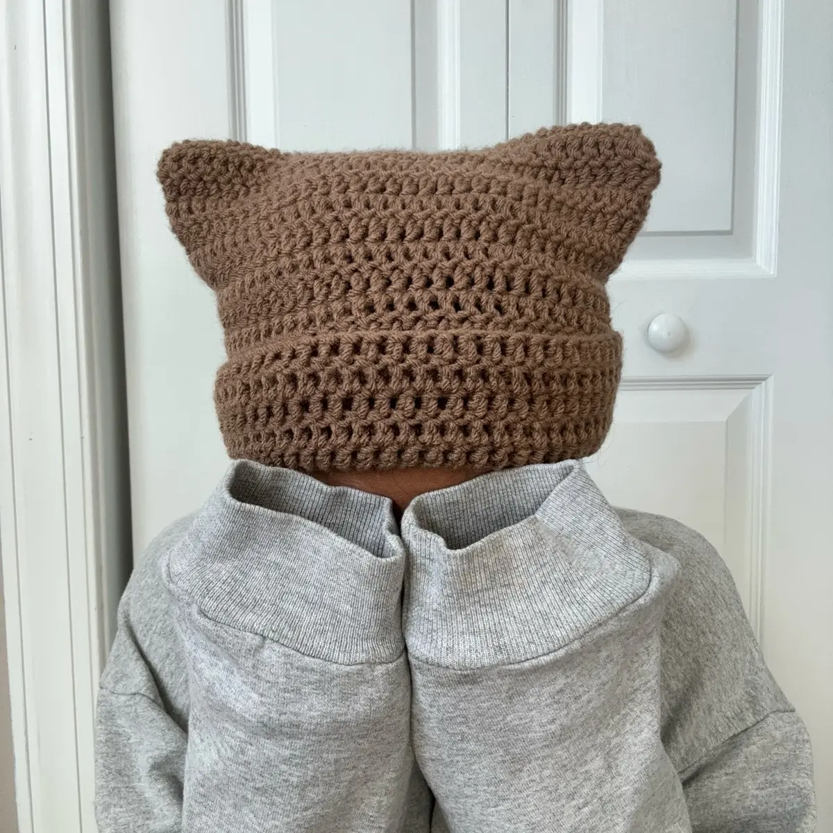 Brown Cat Beanie | Crochet Handmade