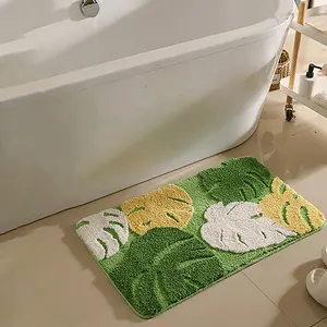 Tropical Green Plant Anti-slip Floor Mat Velvet Surface Stain-resistant Machine Washable Rubber Bottom 20x31in Home Decor Rug Non Slip Rug Soft Plush Interlocking Foam, Decorative Rug Mat, Soft Washable Rugs