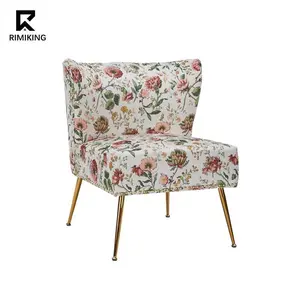 RIMIKINGRIMIKING Upholstered Modern Accent Chair with Thick Sponge Seat, Curved Backrest, Gold Metal Legs 8255