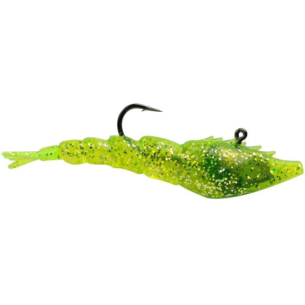 Berkley PowerBait Saltwater Pre-Rigged PowerSwitch Shrimp Lures - 3.5 in, 3 Pack, Durable Soft Plastic, Attracts Aggressive Strikes, Maximized Hook-Up Ratios, 3.5 Inch - 3 Pack, Ribbed Body, Shrimp Profile, Tendril Tail