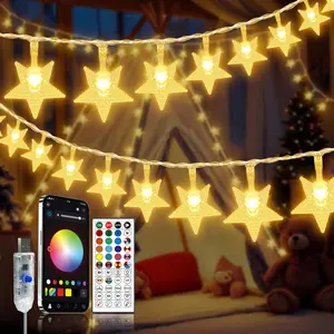 33FT 60 LED   String Lights, String Lights Indoor with App & Remote,  Sync, Warm White + RGB Color Changing, USB   Christmas Lights for Bedroom Tent Classroom Party Decor