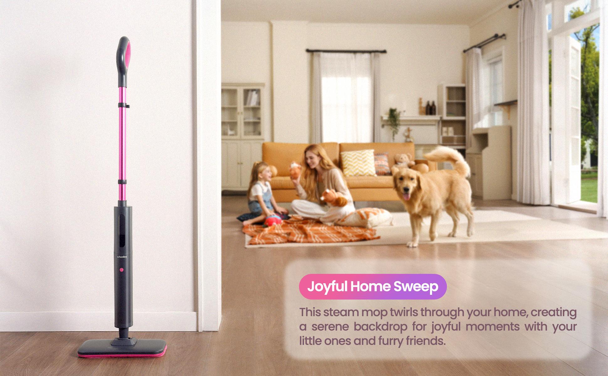 Schenley Pocket Steam Mop Cleaner Powerful Fast Heat-Up Chemical-Free for Hardwood Tile Laminate Floors and Walls Washable Pads 3 Modes for Carpet Lightweight Self-Standing Sleek Design