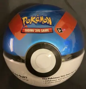 Pokemon TCG PokeBall Tin - Official Trading Card Game with 3 Booster Packs and 2 Sticker Sheets for Collectors