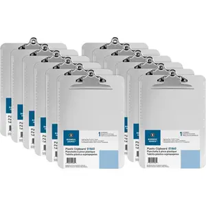 Business Source  9 x 12 in. Spring Clip Plastic Clipboard - Plastic - Clear