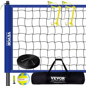 VEVOR Outdoor Portable Volleyball Net System, Adjustable Height Aluminum Poles, Professional Volleyball Set with PVC Volleyball, Pump, Carrying Bag, Heavy Duty Volleyball Net for Backyard, Beach, LawnVEVOR Super Brand Day